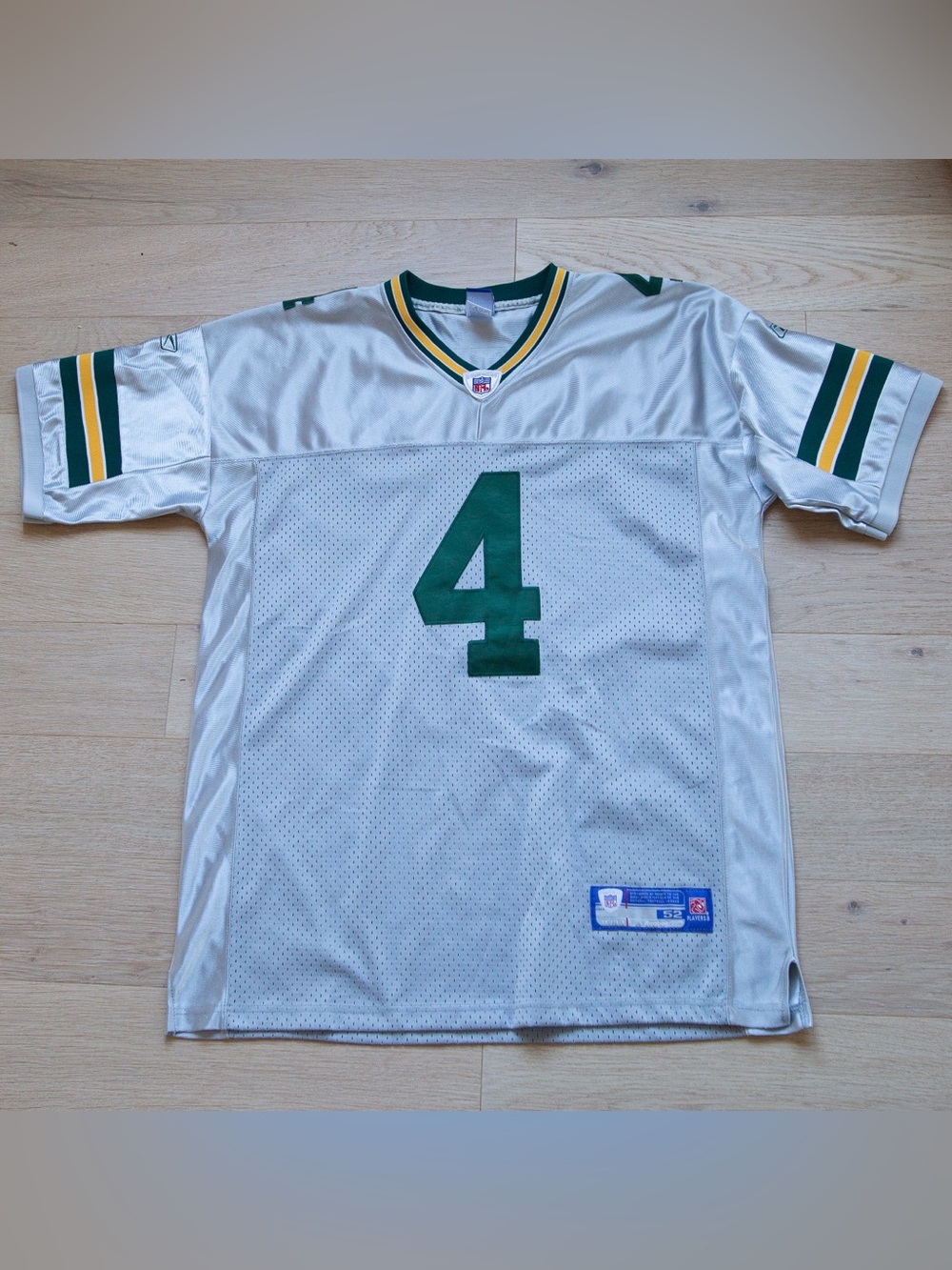 Reebok NFL Equipment Brett Favre #4 Green Bay Packers Jersey Sz 52 XXL Silver